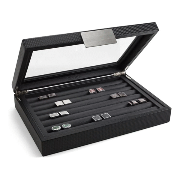 Glenor Co Cufflink Box for Men - Holds 70 Cufflinks