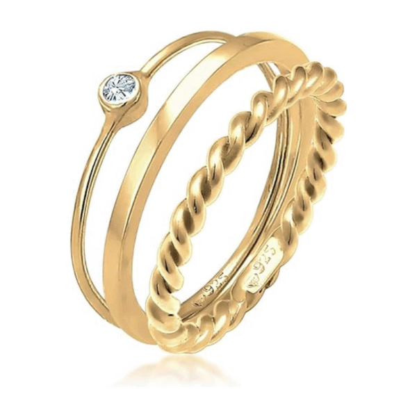 Elli Ring Solitaire Stacking Crystals 925 Sterling Silver