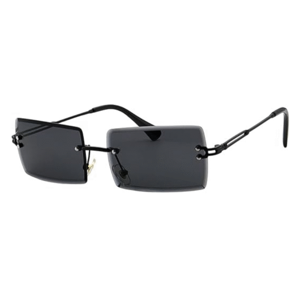 YUELUQU Retro Rimless Rectangle Sunglasses