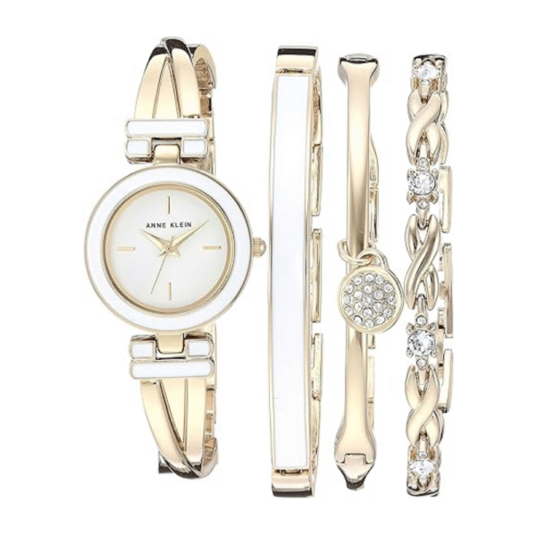 Anne Klein Women's Crystal Accented Bangle Watch and Bracelet Set