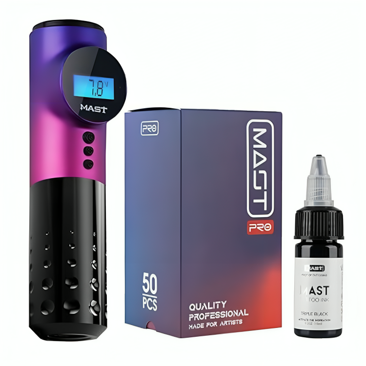 Untitled-design-2024-08-06T132614.829-1.png Mast Archer Wireless Tattoo Pen Machine Kit, 50Pcs Pro Tattoo Cartridges Needles kit - Image 1