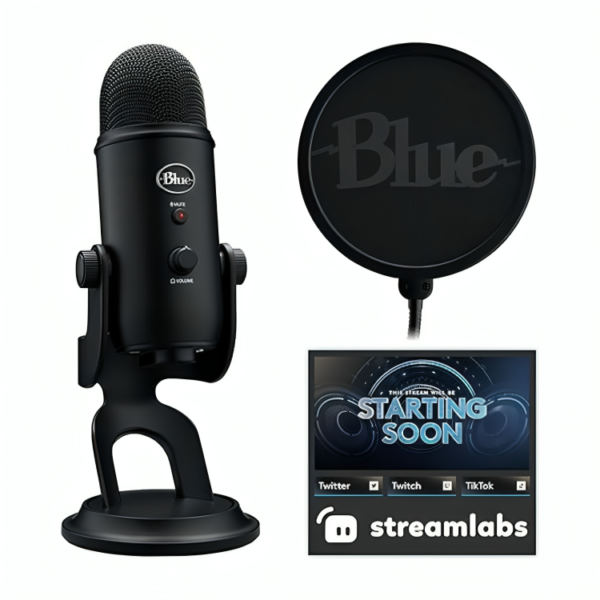 Logitech for Creators Blue Yeti Game Streaming Kit with Yeti USB Gaming Mic