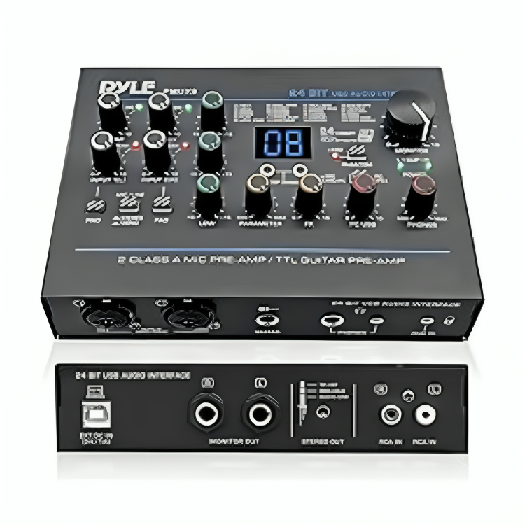 Untitled-design-2024-08-07T151706.949-1.png Pyle Professional USB Audio Interface with MIC/LINE, Guitar - Image 1