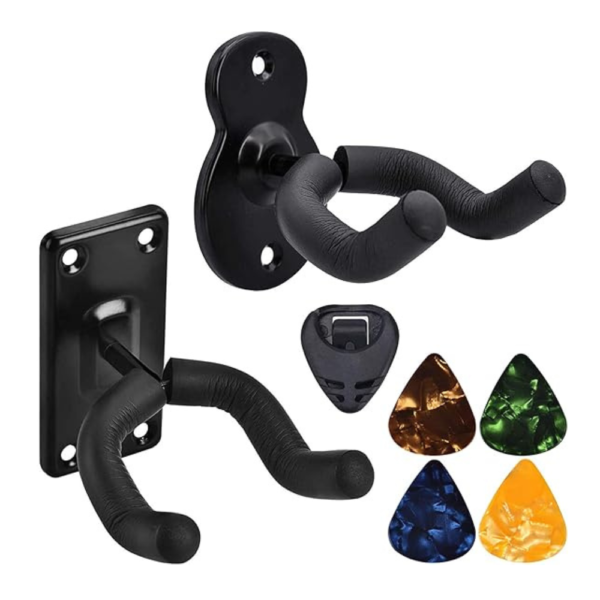 Guitar Wall Mount Hanger 2 Pack Hook Black Metal Guitar Holder